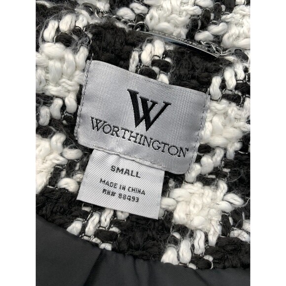 Worthington Coat Womens S Peacoat Houndstooth Wool Blend Fitted Preppy Button-Up - Picture 10 of 11